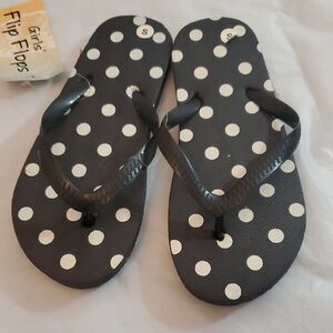 Girls S 11/12 Polka Dot Flip Flops for Kids